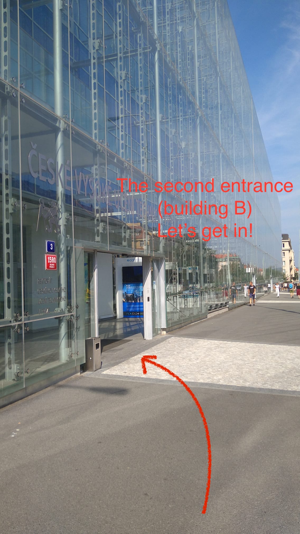 Entering building B